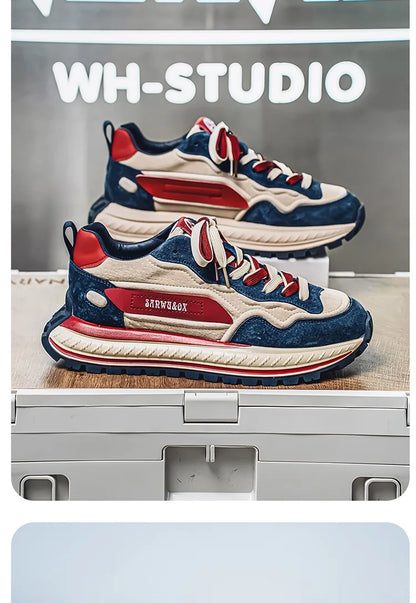Color-Block Dad Shoes Men's Spring Autumn New Style Thick Bottom Sports Shoes Casual Running Shoes Low Cut Breathable Mesh - Kimlud