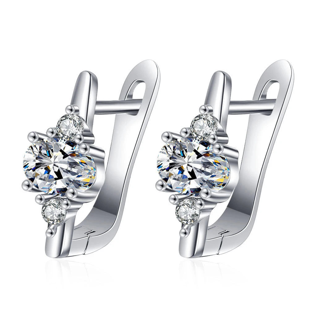 Wholesale Sweet Sapphire Earrings Jewelry Oval Shape Zircon Gemstone Stud Earrings Accessories Women Wedding Engagement...