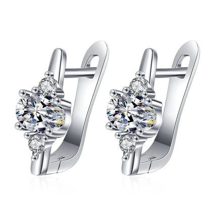Wholesale Sweet Sapphire Earrings Jewelry Oval Shape Zircon Gemstone Stud Earrings Accessories Women Wedding Engagement...