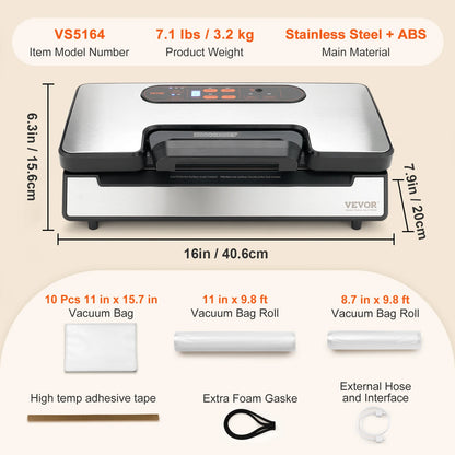 SucceBuy Commercial Vacuum Sealer Machine Multifunction Automatic Food Packaging with Bag Roll Storage Cutter for Home...