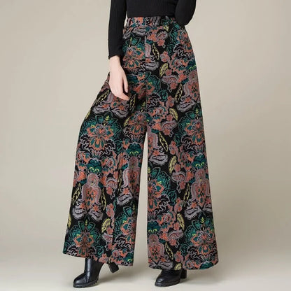 High Waist Floral Print Wide Leg Pants Straight Cut Mom Style Casual Trousers for Women plus Size Long Pants Spring Summer