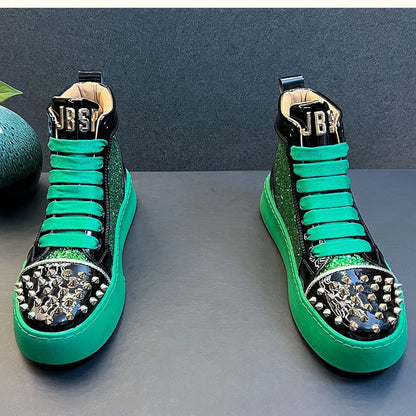 Rhinestone Luxury Designer Sneakers Italy Fashion Men Punk Hip Hop Platform Casual Shoes Trainers Business Wedding Loafers 93