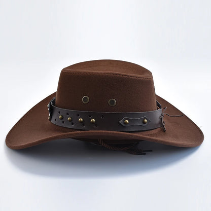 Artificial Suede Western Cowboy Hats Vintage Big-edge Gentleman Cowgirl Jazz Hat Holidays Party Cosplay Hat | Kimlud Mid...