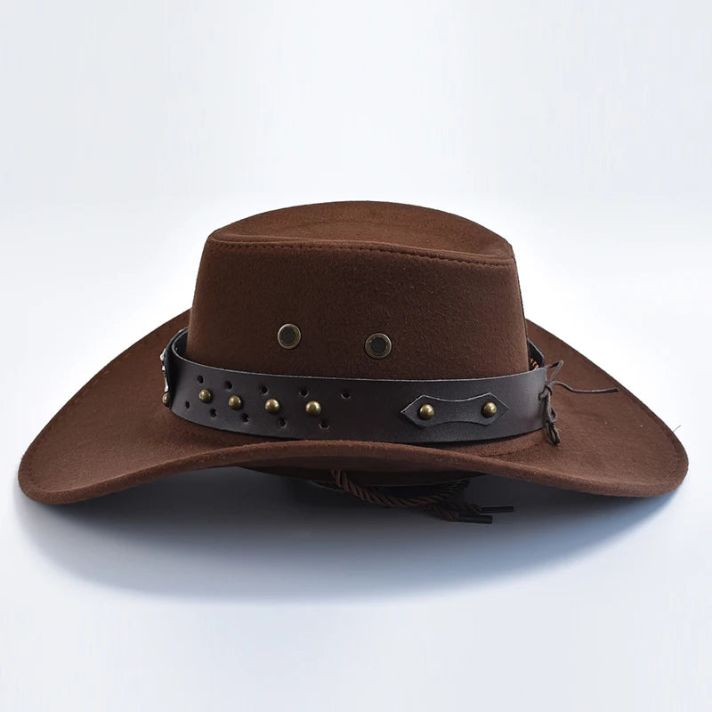 Artificial Suede Western Cowboy Hats Vintage Big-edge Gentleman Cowgirl Jazz Hat Holidays Party Cosplay Hat | Kimlud Mid...