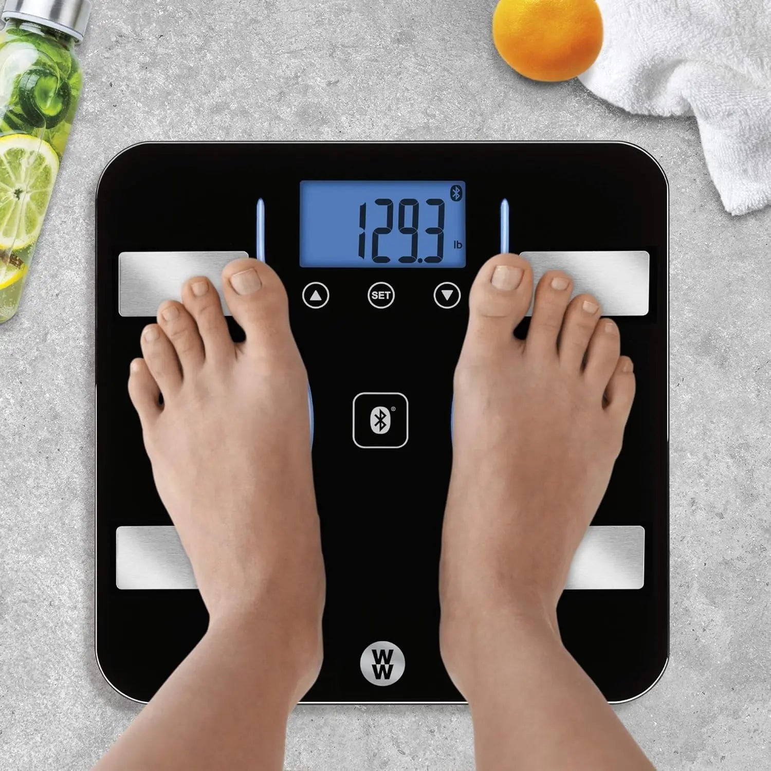 Digital Bluetooth Bathroom Scale with BMI and Body Fat Analysis, Supports 9 Users up to 400 Lbs, Black | Kimlud Luxury Rug