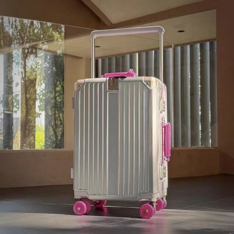 20/24/26/28 Inch Fashion Wide Handle Travel Suitcase Luggage with Cup Holder Suitcase Trip Cabin TSA Customs Lock Trolley Case