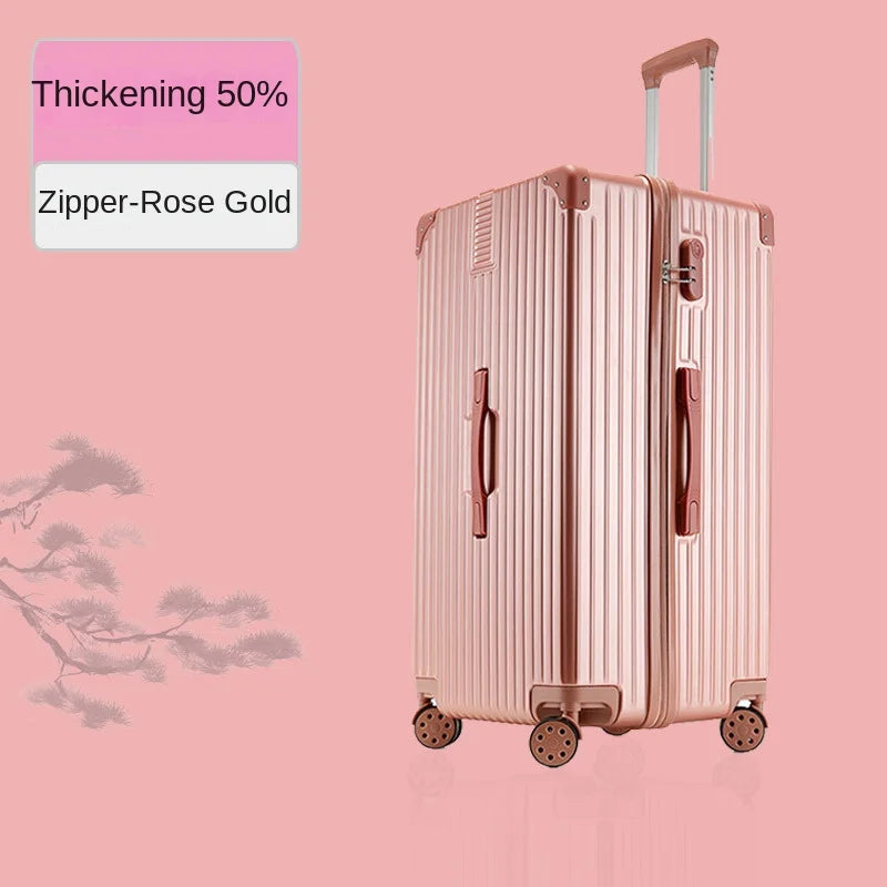 Oversized 28/50/70/80-inch Suitcase Aluminum Frame Suitcase on Wheels Large capacity Leather Luggage with Combination Lock