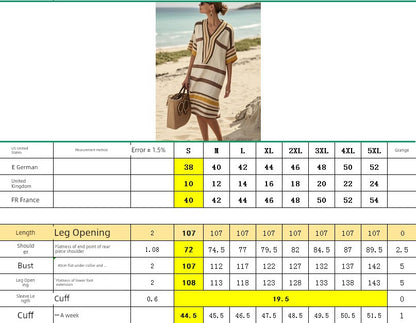 European and American Digital Print Stripe V-neck Dress