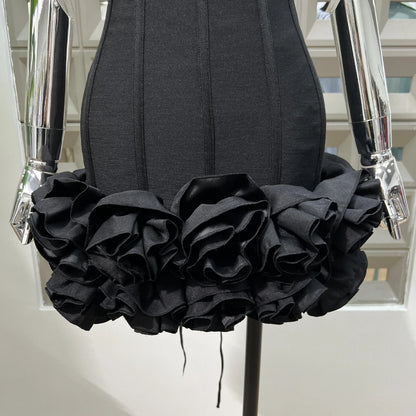 Sexy Strapless Bodycon Dresses for Women 3D Floral Fashion Party Evening Club Bandage Dress Formal Elegant Slim Birthday Gowns