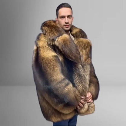 Natural Racoon Fur Coats With Turndown Collar Genuine Fur Coat Full Skin Racoon Fur Coats Best Selling Real Fur Coat For Men