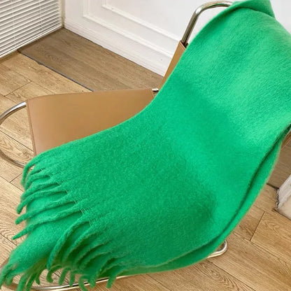 2025 Women Scarf Winter Warm Thick Shawl Wraps Fashion Solid Color Pashmina Scarves Long Tassel Hijab Stoles Bufanda Cashmere - Kimlud