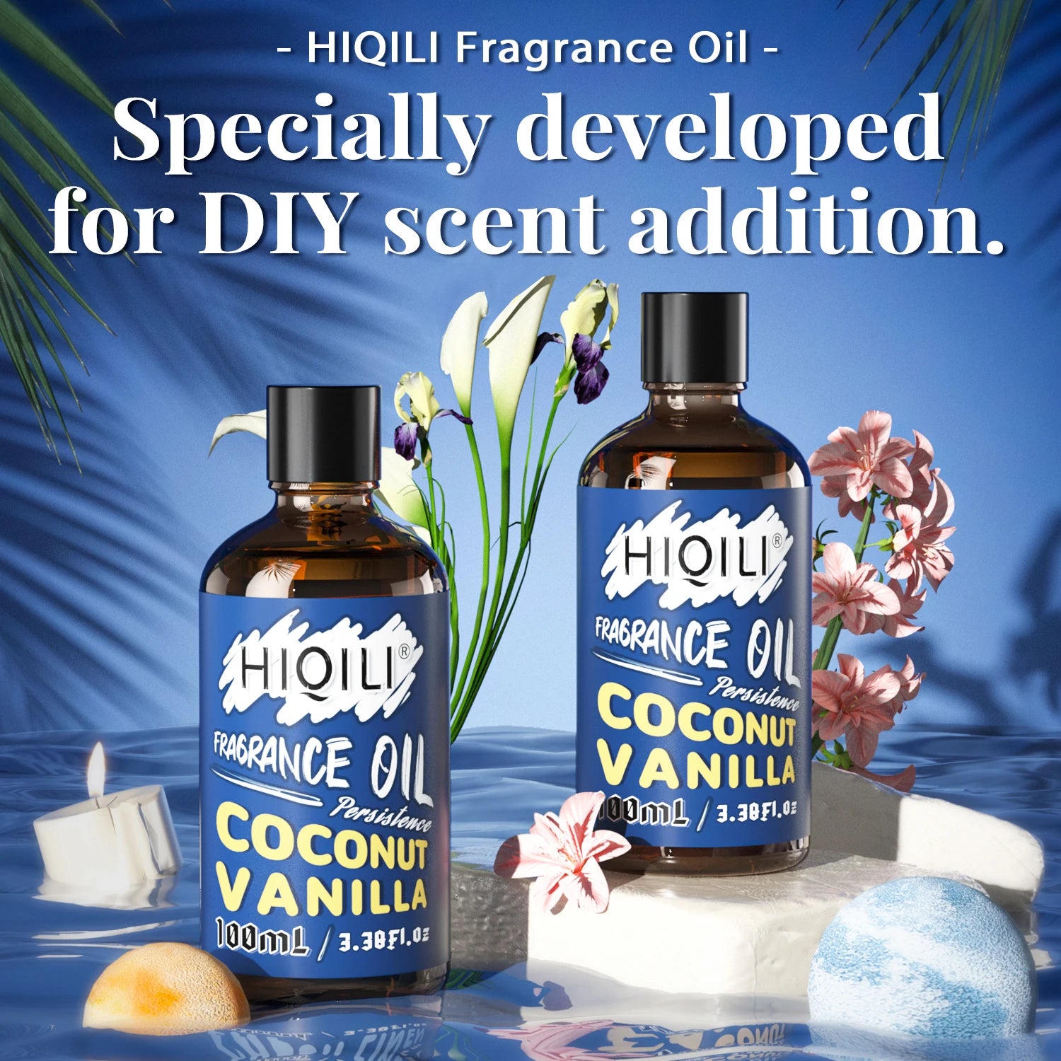 HIQILI 100ML Coconut Vanilla Fragrance Oil,100% Pure Oil For Home,Hotel,Travel,Aromatherapy,Humidifier,Candle Making,DIY