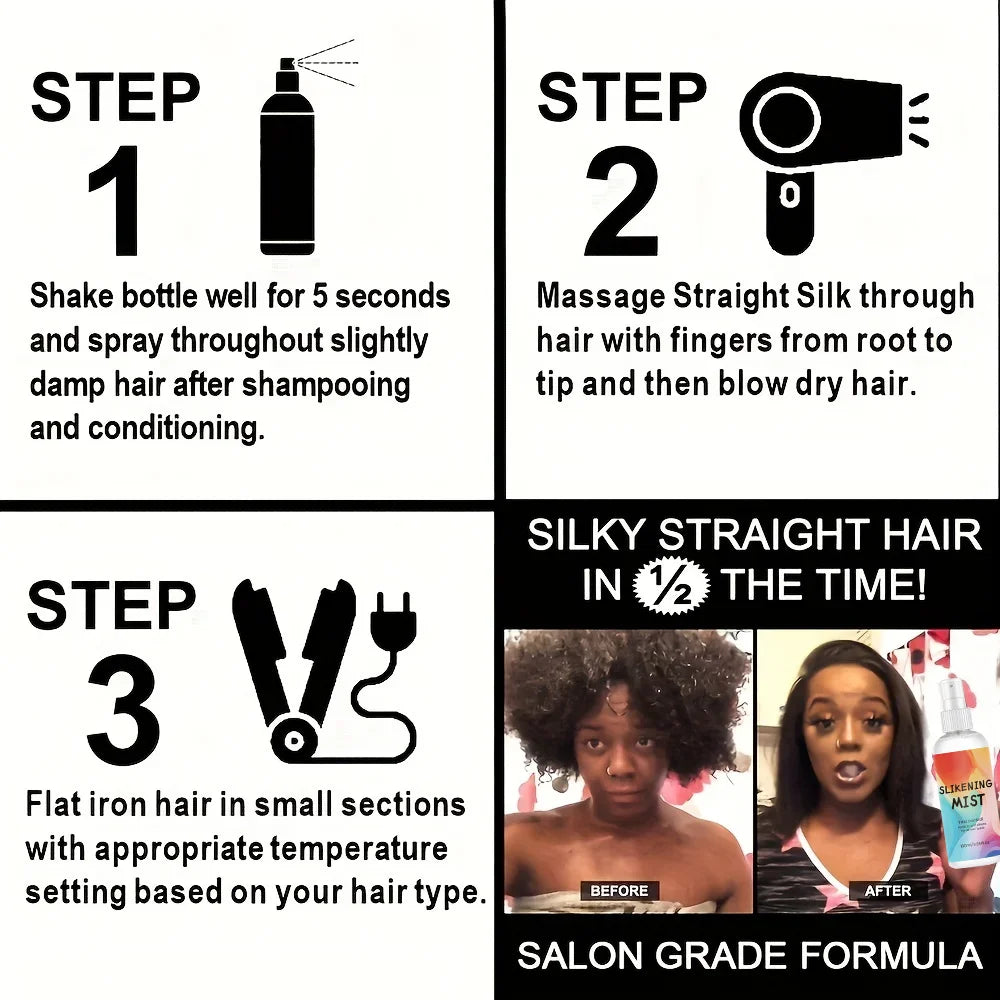 HAIR SILKENING SPRAY Silk Therapy Thermal Shield,tThermal-Pressing Product that Polishes, Silkens, and Smooths Curly...
