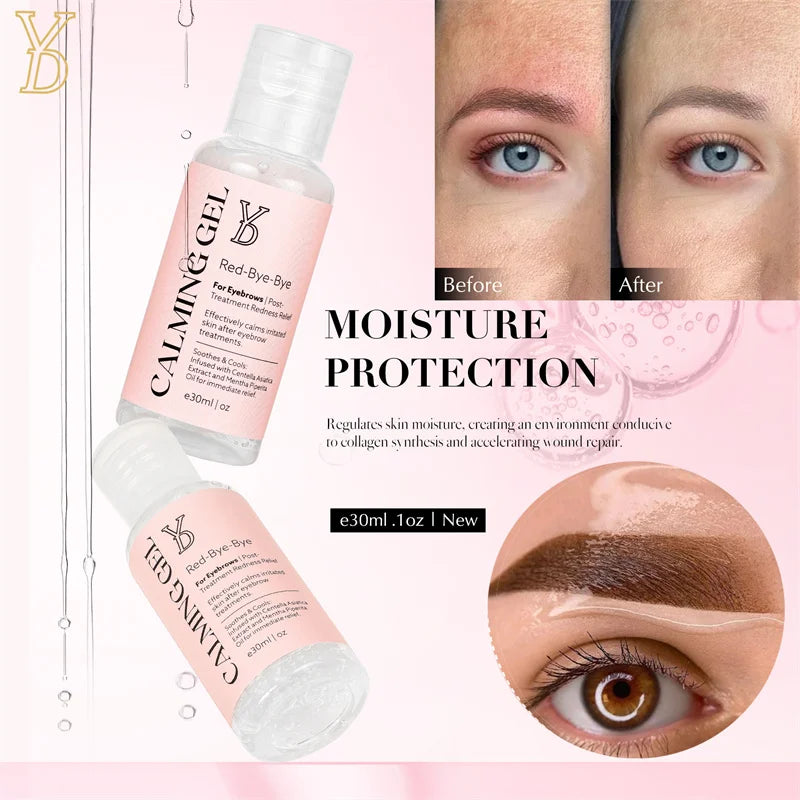 YD Calming Gel for Eyebrows Redness Relief and Promote Recovery Transparent Gel Removal Red Relieve Redness Repair Agent 30ML