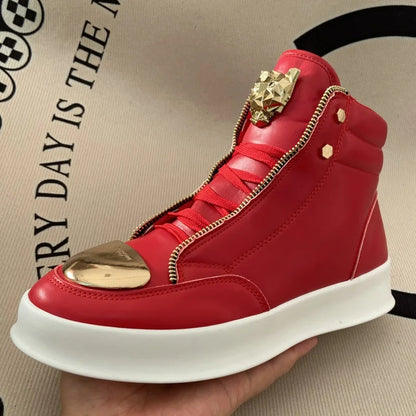 original shoes brand high top casual shoes for man zip decoration casual sneakers mens ankle boots sports hip-hop running shoes - Kimlud