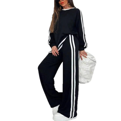 2025 Women's Sweat Suit Spring Autumn New Leisure Clothing Fashion Elegant Tops T-shirt Pants 2 Two Piece Set For Women