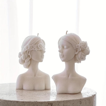3D Candle Silicone Mold Closed Eye Girl Cover Eyes Girl Mold DIY Plaster Statue Mold Aromatherapy Candle Lamp Candlesticks