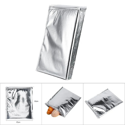 Relchoor 5pcs Insulated Food Storage Bag Aluminum Foil Insulated Reusable Bag Thermal Cooler Silver Outdoor Kitchen Food Bags