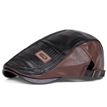 Men Retro Pu Leather Newsboy Caps JAMONT labeling British Painters Hats Spring Autumn Side Adjustable Flat Cap Hip Hop...