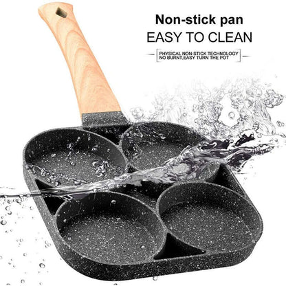 LMETJMA Pancake Egg Frying Pan 4 Cups Omelet Poached Egg Pan for Breakfast Divided Coating with Non Sticking Handle JT888