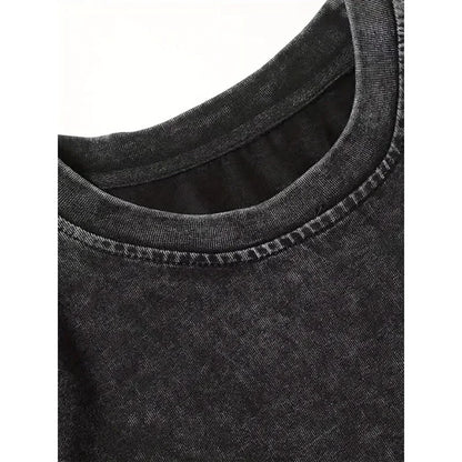 Men's Gothic Style Dark Style Retro Short Sleeved Street Washed Cotton Loose Fitting Unisex T-shirt Fashion Trend Y2K
