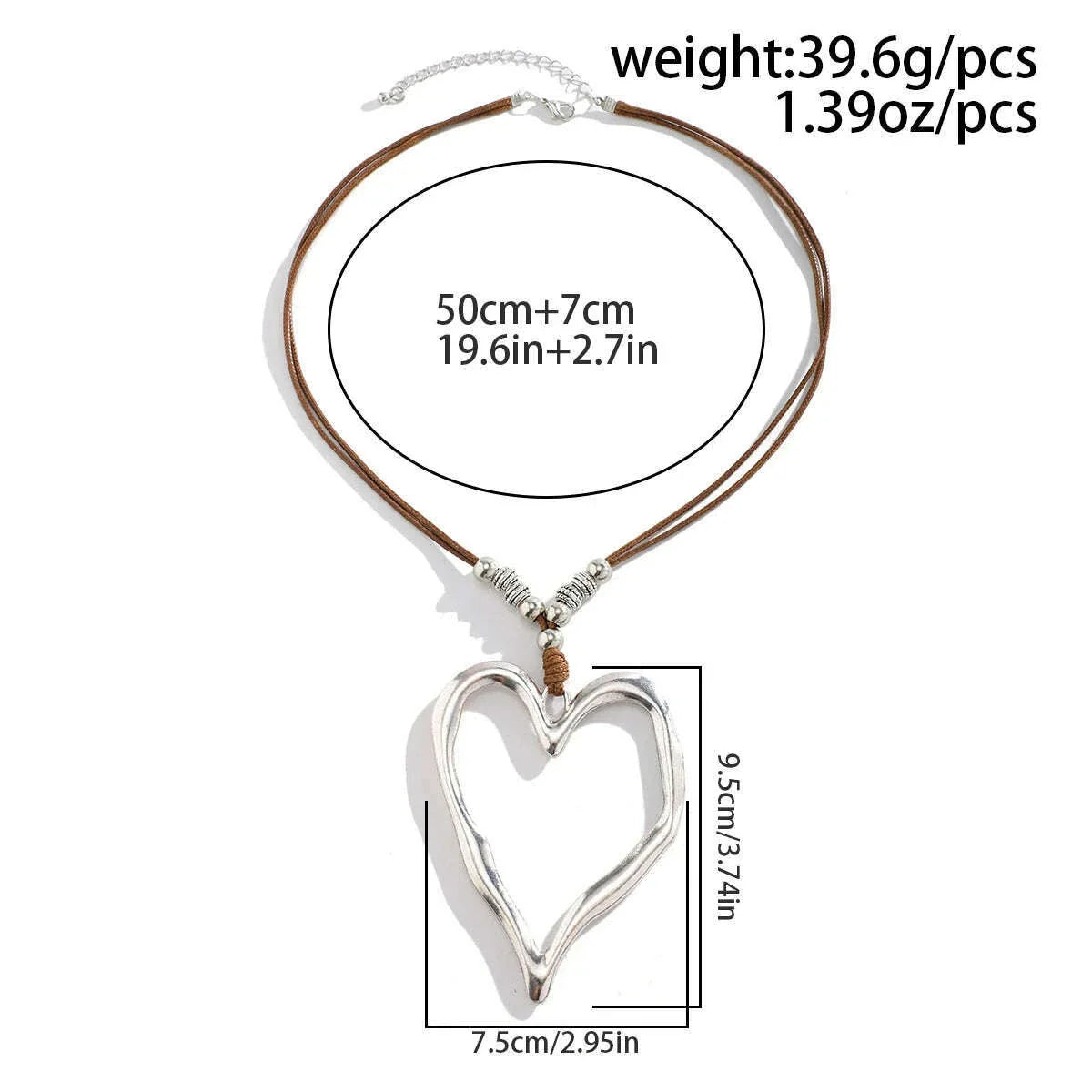 Simple Rope Chains with Big Hollowed Out Heart Pendant Necklace for Women Exaggerated Large Accessories on Neck Fashion Jewelry