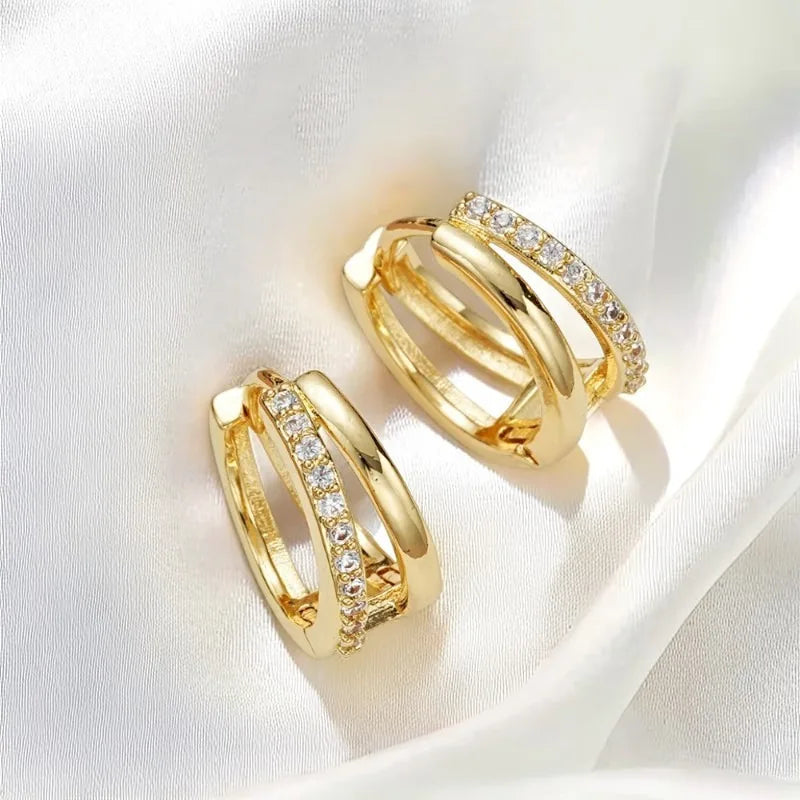 925 Sterling Silver Dazzling CZ Stone Hoop Earrings For Women Vintage Simple Zircon Circle Drop Earrings Elegant Party Jewelry - Kimlud