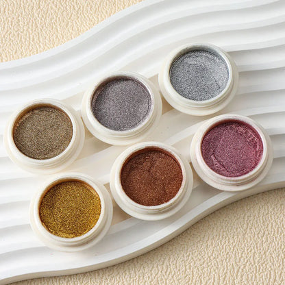 6pc Gold Metallic Mirror Glitter Nail Art Dust Rose Gold Silver Powder UV Gel Polish Chrome Rubbing Pigment Flake Manicure Decor