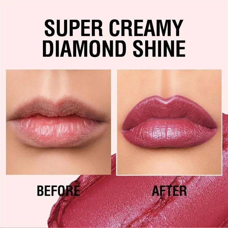 10 Colors 3 in 1 Pearlescent Lipstick Long Lasting Moisturizing Sparkling Quicksand Gold Lip Gloss Pearl Shimmer Sexy Lip Makeup - Kimlud