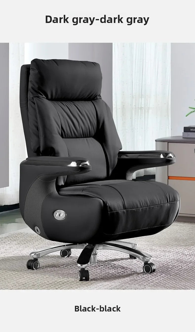 Electric Massage Boss Chair Heated Ventilated Gaming Chair Genuine Leather Executive Computer Seat Luxury Ergonomic Office Chair