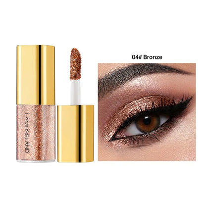 8 Colors Pearlescent Liquid Eyeshadow Fine Shimmer Highlight Glitter Eye Shadow High Shine Long-Lasting & Smudge-Proof...