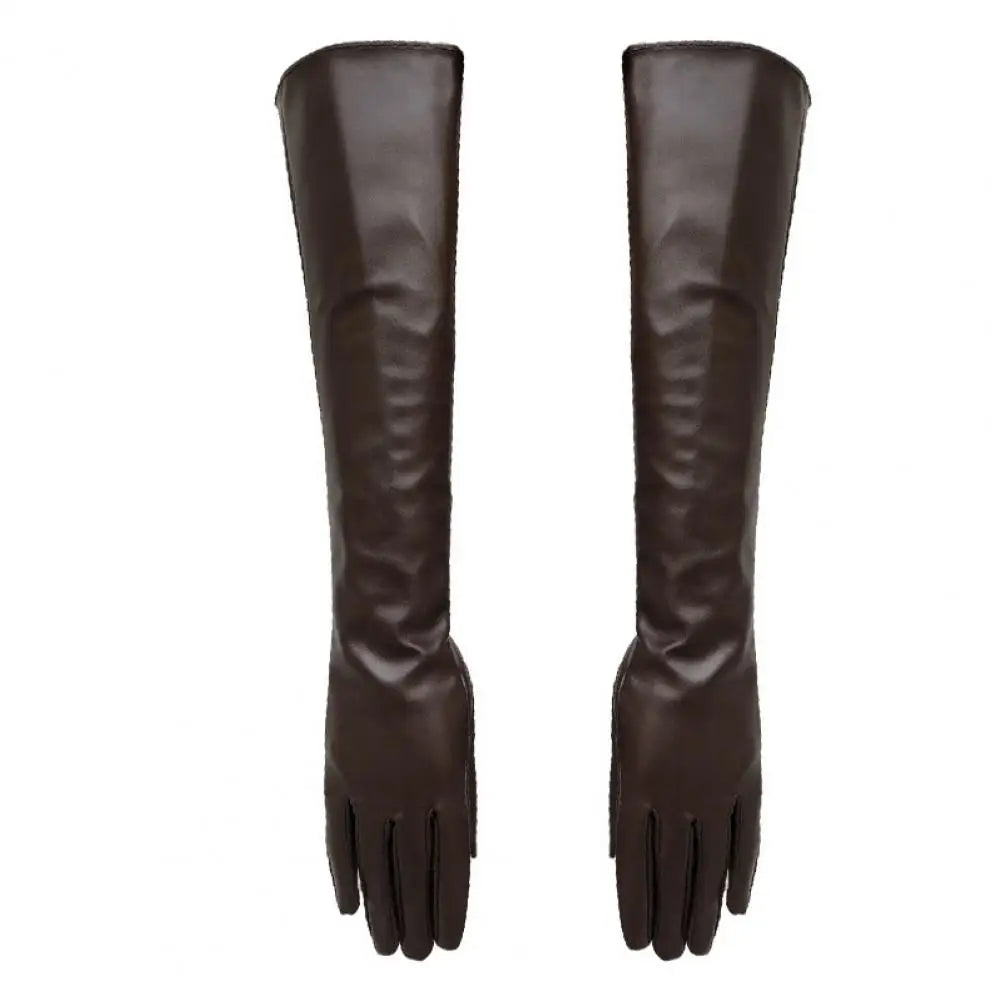 Full Finger Gloves Windproof Dress Gloves Faux Leather Long Arm Gloves Costume Gloves For Dating Gifts