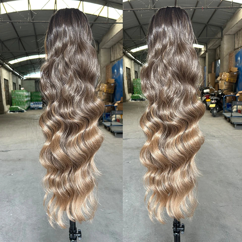 Magicae Ponytail 28Inches Ombre Brown Blond 27/ 613 Clip in Synthetic Hair Extension 180grams Heat Resistant Body Wavy |...
