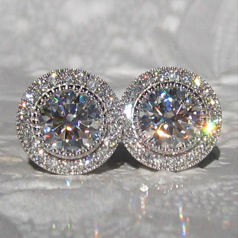 Huitan Dainty Small Round CZ Stud Earrings for Women Simple and Elegant Daily Wear Ear Piercing Accessories Statement...