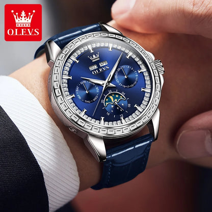 OLEVS 6695 Luxury Man Watch Original Brand Diamond Bezel Moon Phase Waterproof Glow Automatic Mechanical Wrist Watches...
