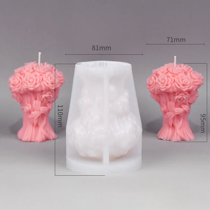 Rose Pillar Candle Mold 3D Rose Flower Silicone Mold Handmade Bouquet of Flowers,Wedding Gift,Home Desktop Decor Mold