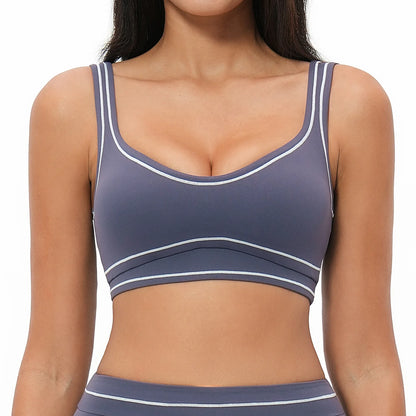 Breathable Yoga Bra Color Contrast Sports Bra Shockproof Gym Fitness Underwear High Strength Workout Top Female Sports...