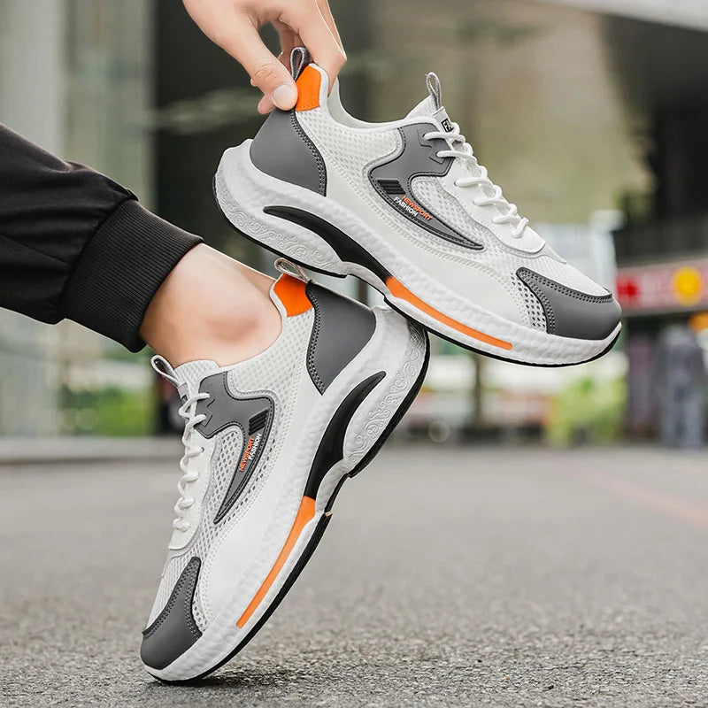 2026 New Men Sneakers Mesh Platform Shoes Fashion Outdoor Man Running Shoes Lace Up Breathable Men Shoes Durable Tenis Masculino