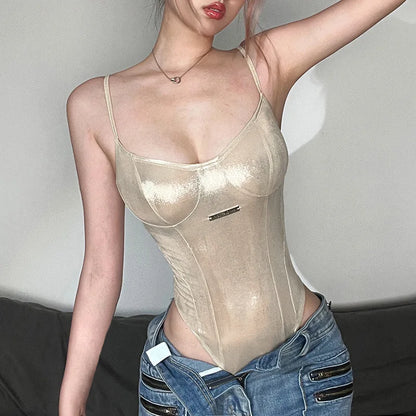 Summer New Fashion Solid Color Lingerie Sexy One-Piece Lace-Up Sleeveless Slim Fit Bodysuit Casual Streetwear Festival...