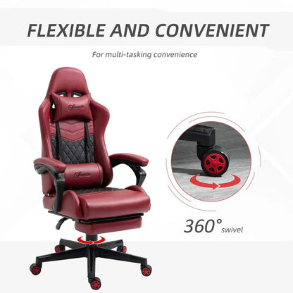 Racing Gaming Chair Diamond PU Leather Office Gamer Chair High Back Swivel Recliner with Footrest, Lumbar Support, Adjustable He