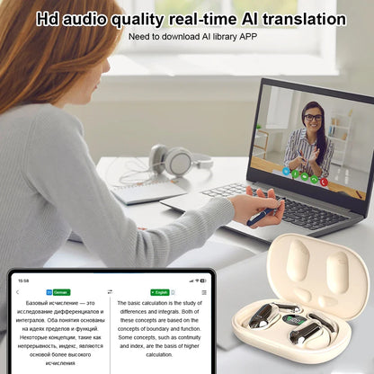 144 Languages AI Translator Earbuds Noise Cancelling Bluetooth Translation Headset Instant Translator Smart Voice Real Time