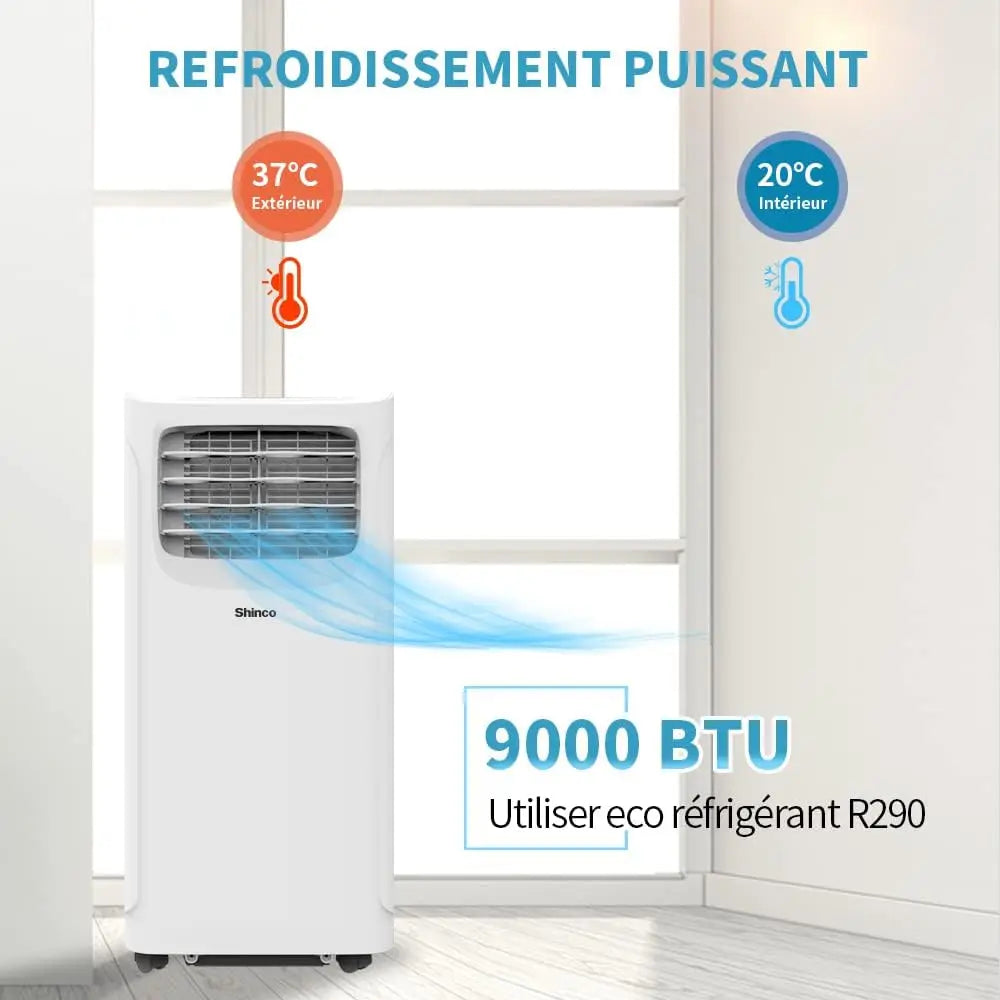 SHINCO Mobile Air Conditioner with Exhaust Hose, 9000BTU, 2.6 kW, Cooling & Ventilating & Dehumidifying, Mobile Air...