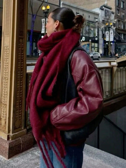 2025 Women Scarf Winter Warm Thick Shawl Wraps Fashion Solid Color Pashmina Scarves Long Tassel Hijab Stoles Bufanda Cashmere - Kimlud
