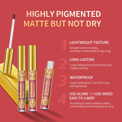 Golden Bar Luxury Lipstick Timeless Velvety Smooth Finish Intense Color Stay Smudge-Proof & Waterproof Valentines Day Gift for H - Kimlud
