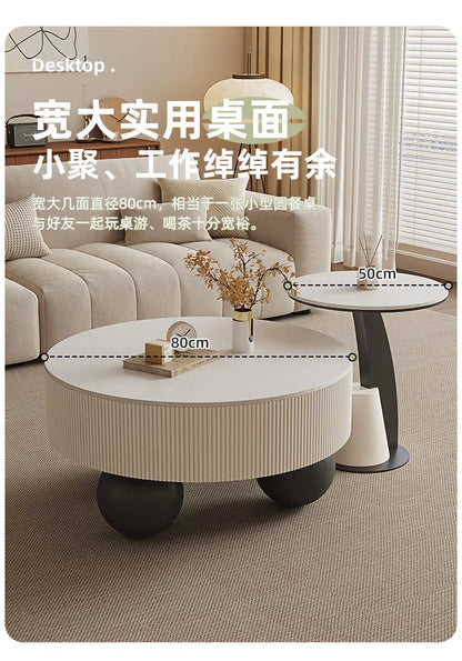 Round Designer Coffee Table Storage Nordic Aesthetic Minimalist Coffee Table Drawers Italian Simple Mesa Auxiliar Home...