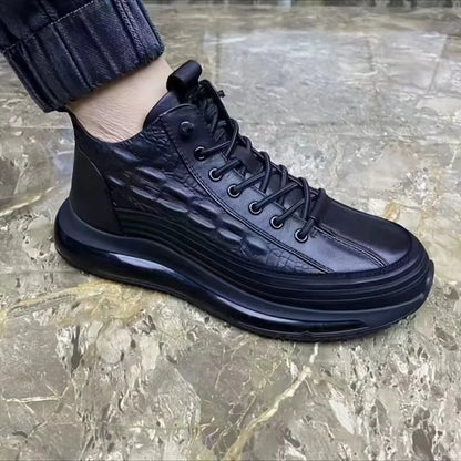 Men's Shoes 2025 Spring and Autumn New Thick Bottom Top Casual Trendy Shoes Crocodile Pattern Fashion Men's Shoes Sports...