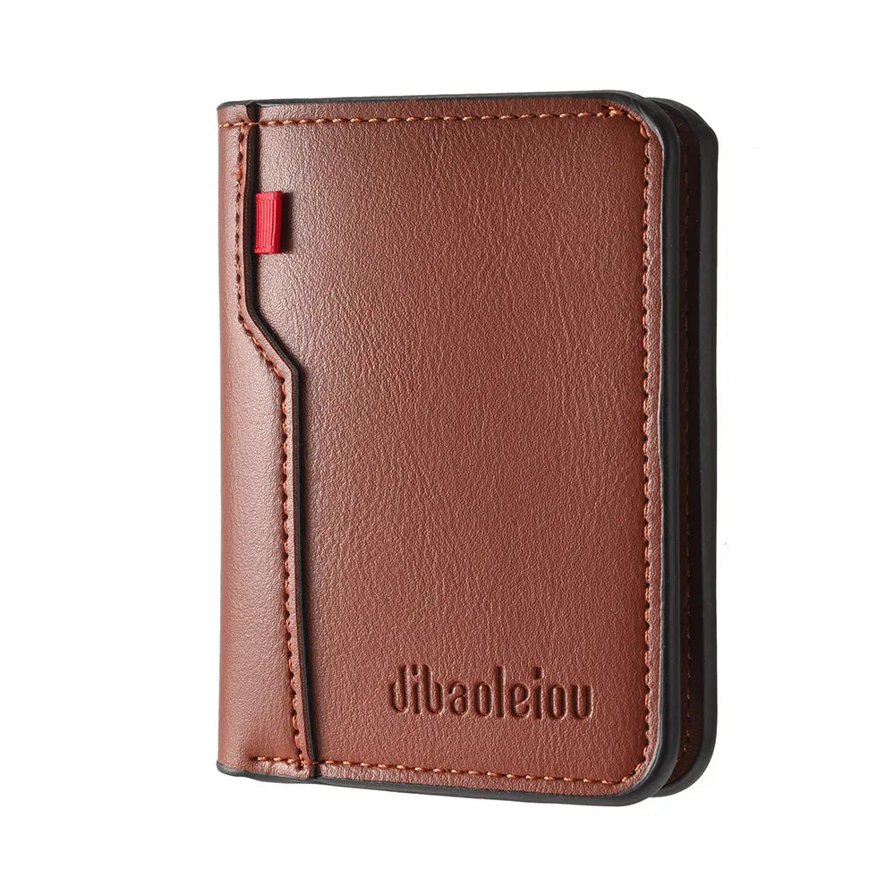1Pc New Ultra-thin Mini Soft PU Leather Credit Card Wallet Holder Short Vertical High Quality Men's Wallet - Kimlud