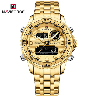 NAVIFORCE Fashion Brand Black Gold Men Watch Fashion Luxury Quartz Wrist Watches Sport Waterproof Stainless Steel Strap NF9234 - Kimlud