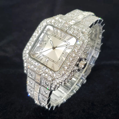 Luxury Brand Diamond Watches for Men Fashion Cool Shiny Silver Jewelry Clock Hip Hop Iced Out Original Reloj Hombre Dropshipping