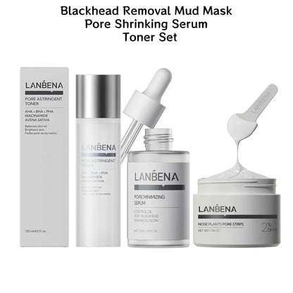 LANBENA Blackhead-Removing Mud Mask Pore-Shrinking Essence Toner Set | Kimlud Premium Lanbena